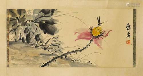 Chinese ink painting, Pan Tianshou flower and bird painting