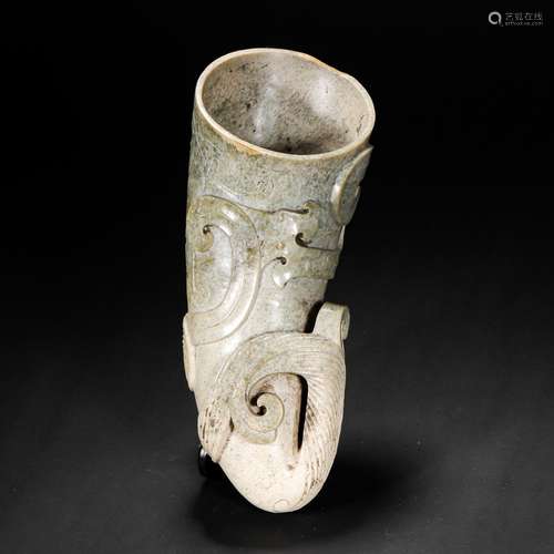 Chinese Pre-Ming Hetian Jade Beast Cup