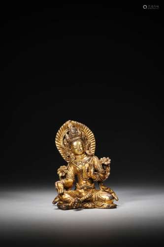 Mid-Qing Bronze Gilt Backlit Seated Buddha