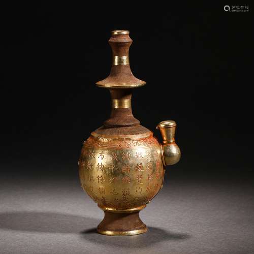 Silver-coated gilt cypress relic vase before Ming Dynasty