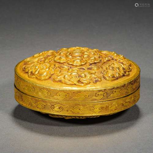 Pre-Ming Dynasty Gold Flower Box