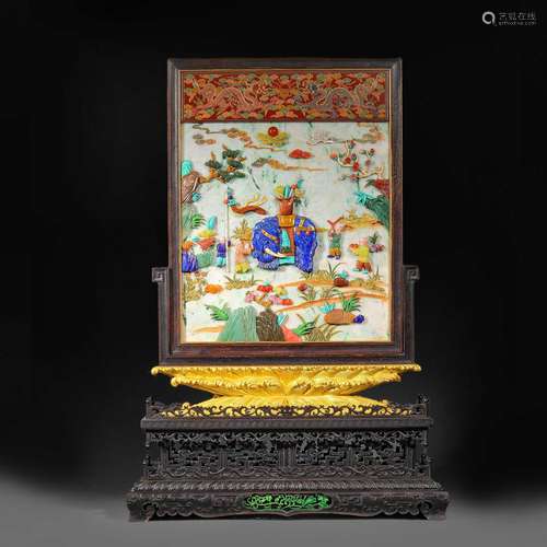 Qing Dynasty Red Sandalwood Hundred Treasures Inlaid Screen