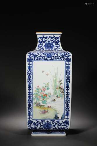 Qing blue and white consecrated pastel four seasons flowers ...