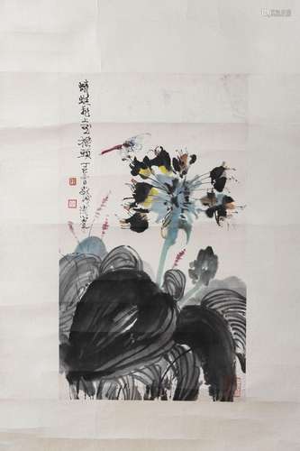 Chinese ink painting, Cheng Shifa: Dragonfly Landing on the ...