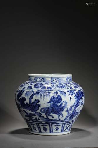 Before the Ming Dynasty, a large pot of blue and white Guigu...