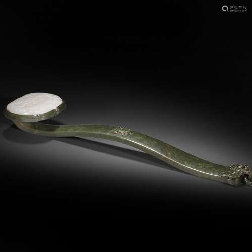 Qing Dynasty Hetian Jade Jasper Flower Ruyi