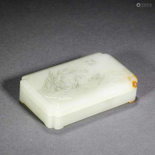 Qing Dynasty Hetian Jade Flower and Bird Box