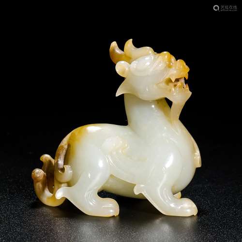 Chinese Hetian Jade Beast Before Ming Dynasty