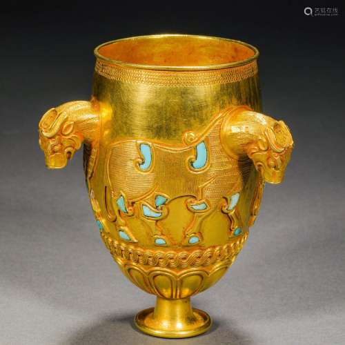 Gold Beast Head Cup Before Ming Dynasty