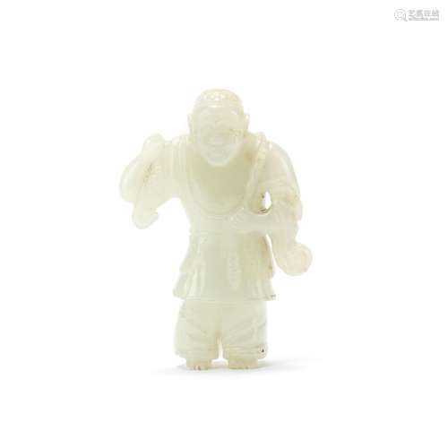 A PALE CELADON JADE CARVING OF A MAN 18th/19th century