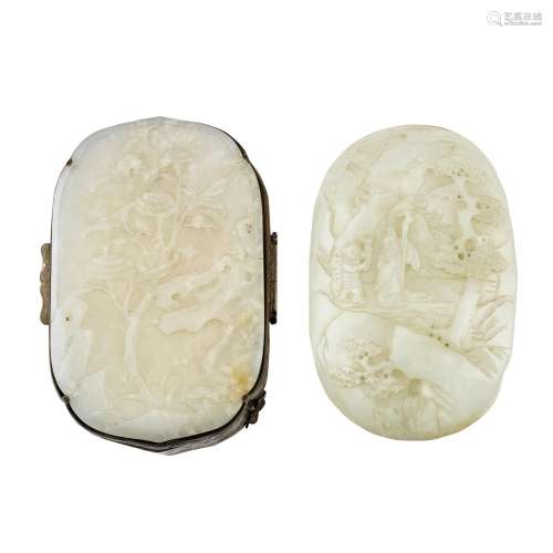 TWO WHITE JADE PANELS 18th/19th century (2)