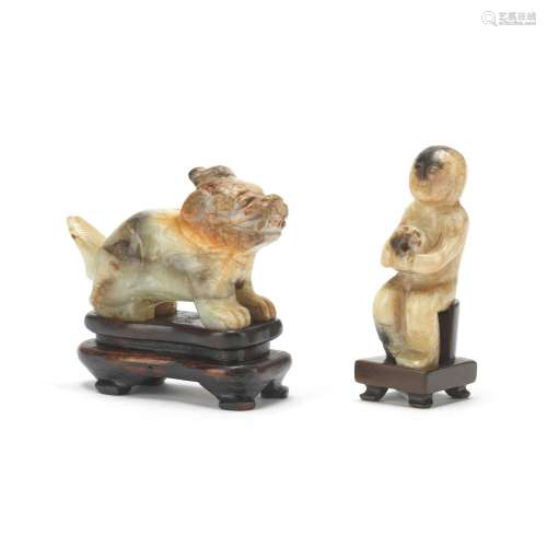 A JADE FIGURE AND JADE LUDUAN Ming Dynasty or later (4)
