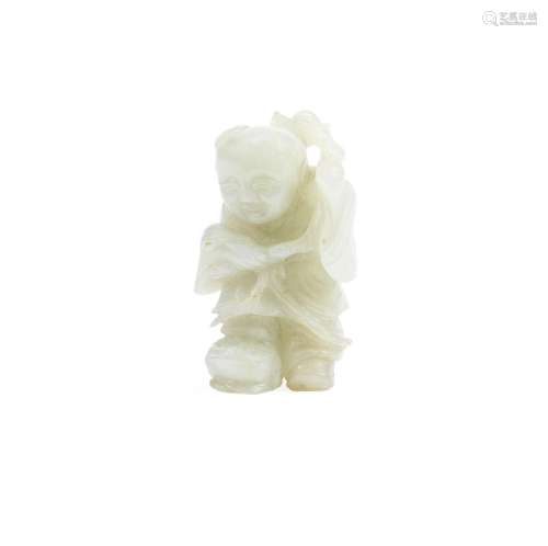 A PALE GREEN JADE CARVING OF LIU HAI Qing Dynasty (2)