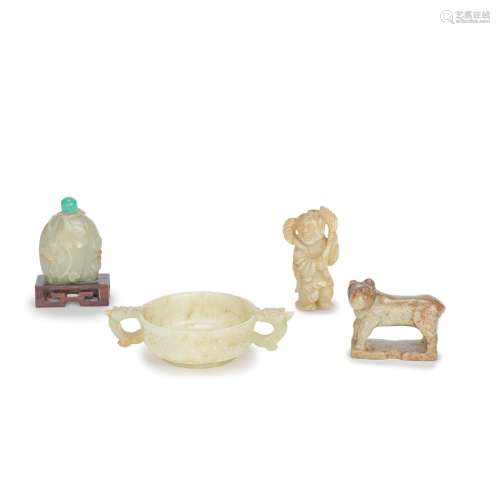 A GROUP OF FOUR VARIOUS JADE CARVINGS Ming Dynasty and 19th ...