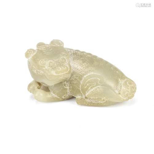 A PALE CELADON JADE CARVING OF A LUDUAN 17th century (2)