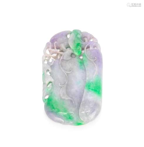 A LAVENDER AND GREEN JADEITE PLAQUE Early 20th century