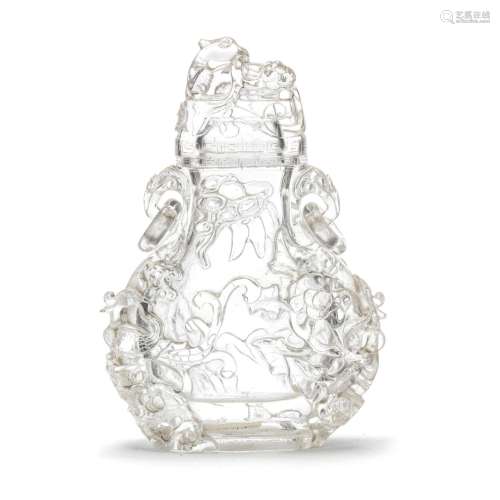A LARGE ROCK CRYSTAL VASE AND COVER 18th/19th century (2)