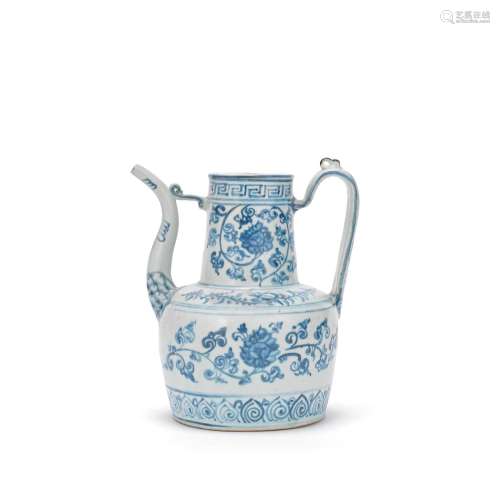 A BLUE AND WHITE EWER Ming Dynasty, circa 1500