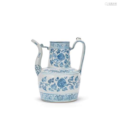 A BLUE AND WHITE EWER Ming Dynasty, circa 1500