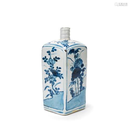 A BLUE AND WHITE SQUARE SECTION BOTTLE Wanli