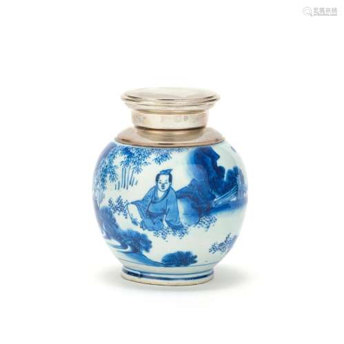 A SILVER MOUNTED BLUE AND WHITE JAR Chongzhen (2)