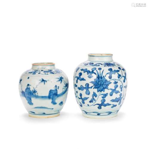 TWO BLUE AND WHITE JARS Late Ming Dynasty (2)