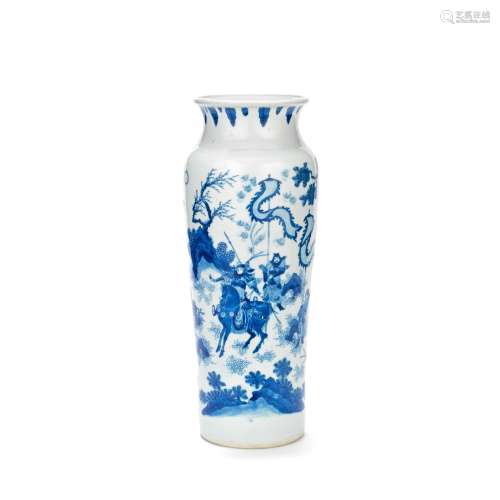 A BLUE AND WHITE 'ROMANCE OF THE THREE KINGDOMS' SLEEVE VASE...