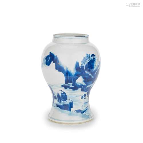 A BLUE AND WHITE 'LANDSCAPE' VASE Kangxi