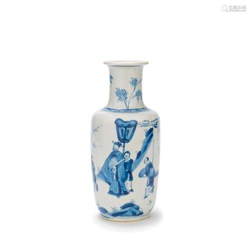 A BLUE AND WHITE ROULEAU VASE Kangxi