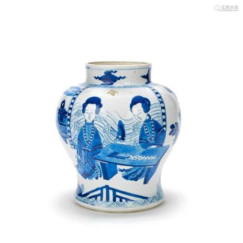 A BLUE AND WHITE 'LADIES' VASE Kangxi