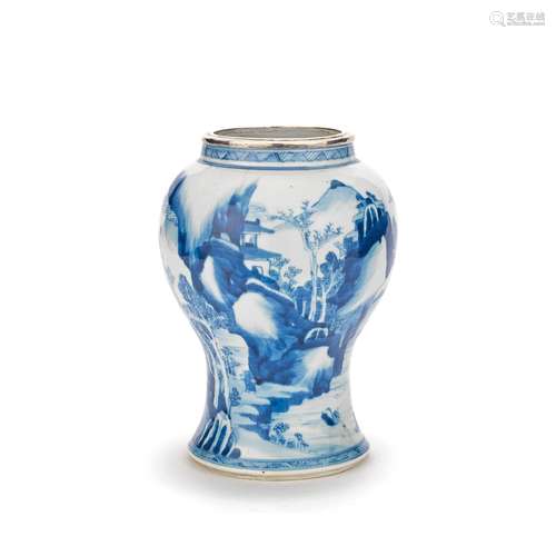 A BLUE AND WHITE 'LANDSCAPE' VASE Kangxi