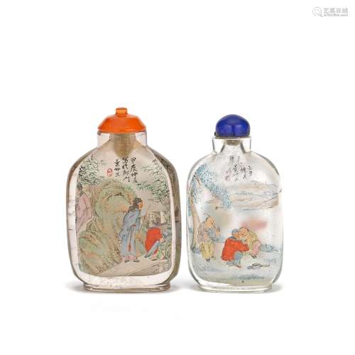 TWO INSIDE-PAINTED GLASS SNUFF BOTTLES Ye Zhongshan (1875-19...