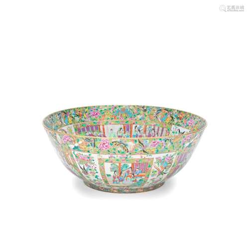 A LARGE CANTON FAMILLE ROSE PUNCH BOWL Second half 19th cent...
