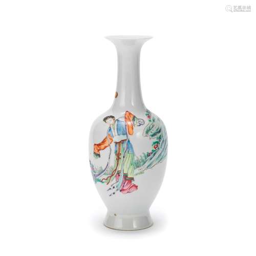 A FAMILLE ROSE 'LADY' VASE Qianlong six-character mark, Repu...