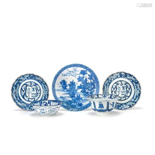 A GROUP OF JAPANESE BLUE AND WHITE WARES  Edo to Meiji perio...