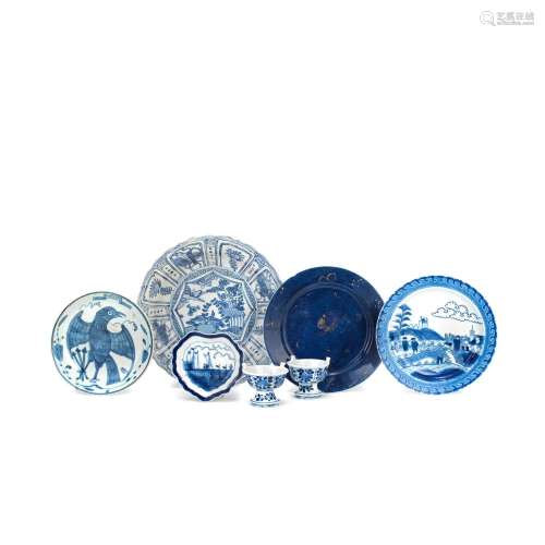 A VARIED GROUP OF BLUE AND WHITE WARES Late Ming Dynasty to ...