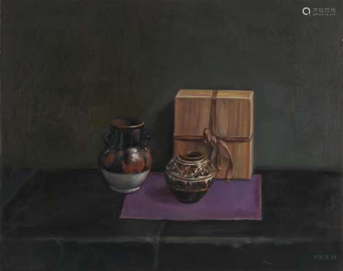 ZHENG SHIYOU (Tzen Sieur, 1944-) Still Life of Ceramics