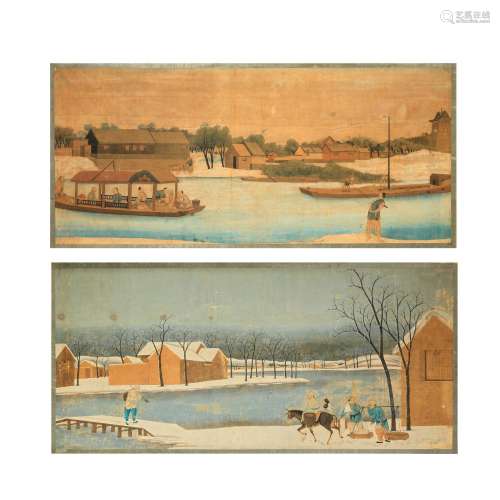 【*】ANONYMOUS, CHINESE EXPORT SCHOOL (19TH CENTURY)  Two View...