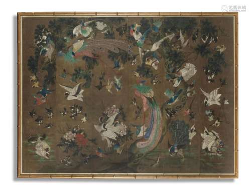 【TP】A LARGE 'HUNDRED BIRDS' PAINTING 20th century