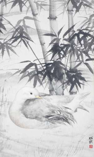 FEI CHENGWU (1914-2001) Duck of Bamboo Stream