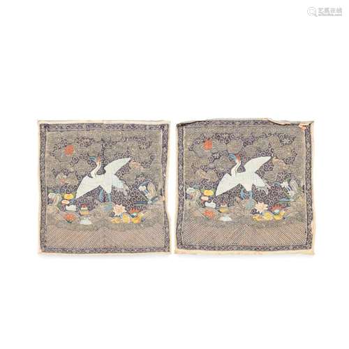 A PAIR OF KESI FIRST CIVIL OFFICIAL'S 'CRANE' RANK BADGES, B...