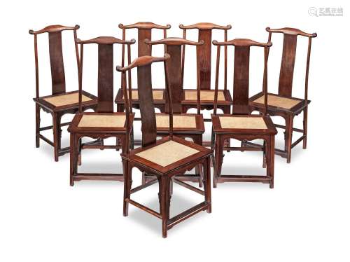【TP】A SET OF EIGHT MING-STYLE HUALI YOKEBACK CHAIRS Late Qin...