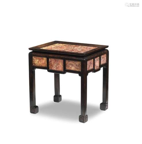 【TP】A MARBLE INSET HONGMU TABLE 19th/20th century