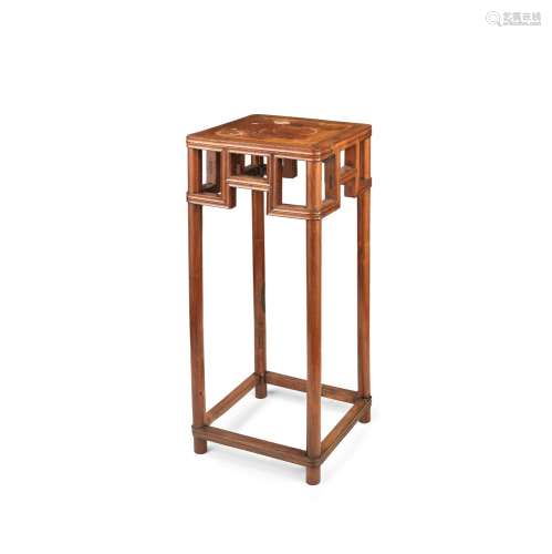 【TP】A BURLWOOD-INSET HONGMU STAND Early 20th century