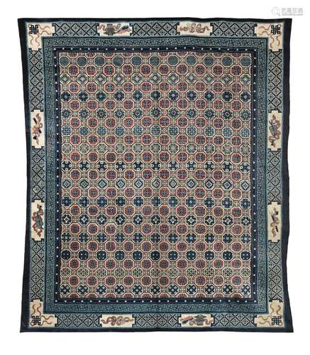 【*】A NINGXIA 'BROCADE PATTERN' CARPET North China, Late Qing...