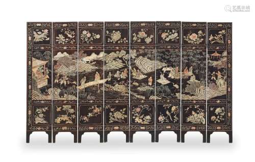 【TP】AN EIGHT-PANEL COROMANDEL LACQUER SCREEN Late 19th/early...