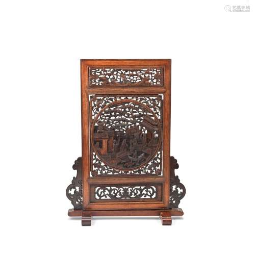【TP】A HUANGHUALI CARVED OPENWORK SCREEN 19th/20th century