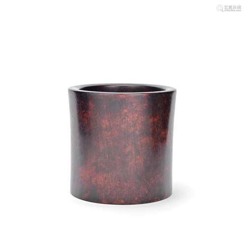 【Y】A LARGE HARDWOOD BRUSH POT, BITONG 20th century