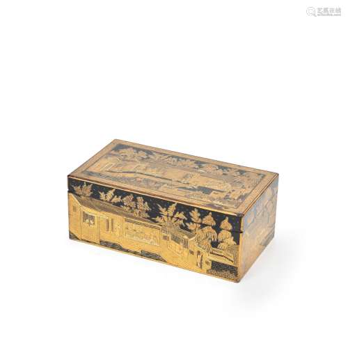 A CANTON EXPORT LACQUER 'TEA PRODUCTION' BOX AND COVER 19th ...