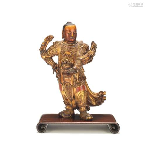A GILT-LACQUERED WOOD FIGURE OF WEITUO PUSA 17th century